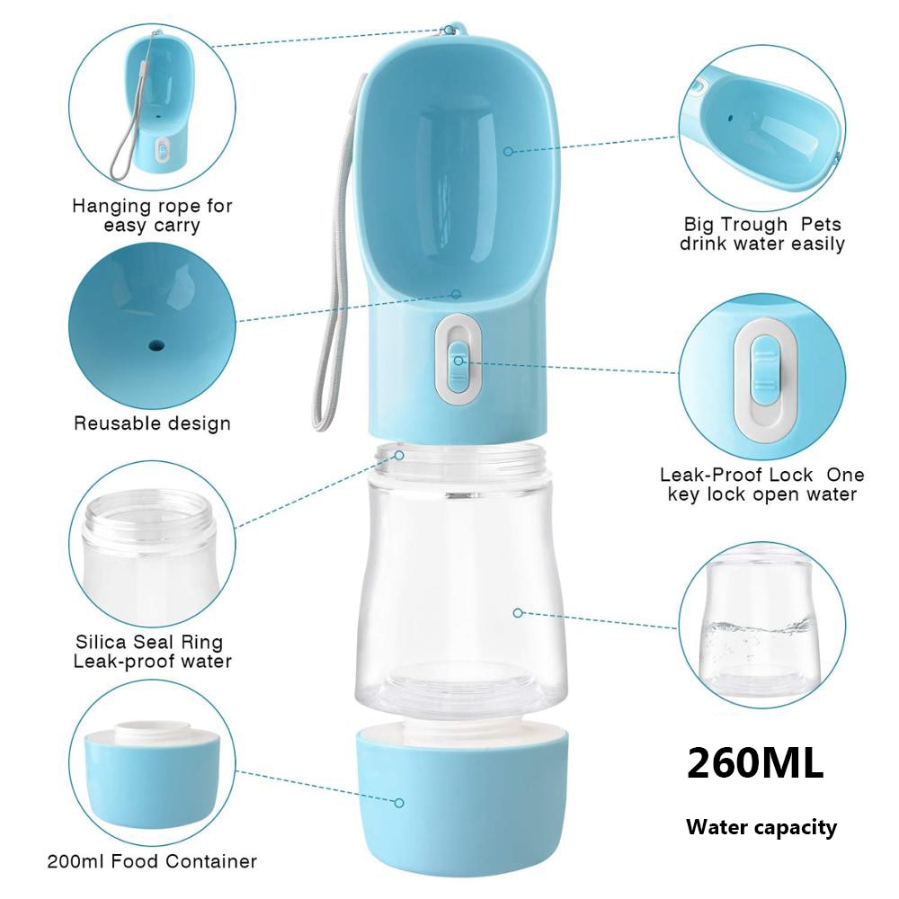 Portable Dog Water Bottle w/ Food Storage